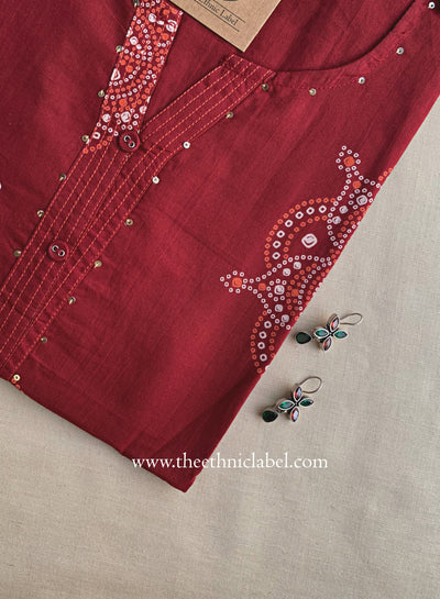 "Sutika" Bandhani Buttoned Cotton Kurta