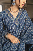 "Ayat" Cotton Kurta Set with Kota Doria Dupatta(3pc)