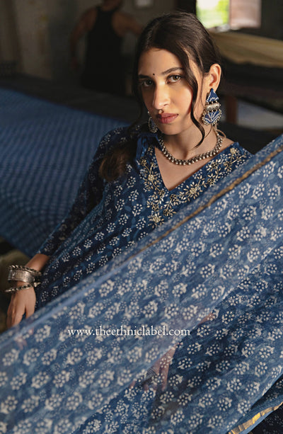 "Ayat" Cotton Kurta Set with Kota Doria Dupatta(3pc)