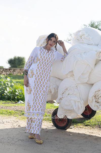 "Mridula" Hand Block Printed Kurta with Straight Pant - 2pc