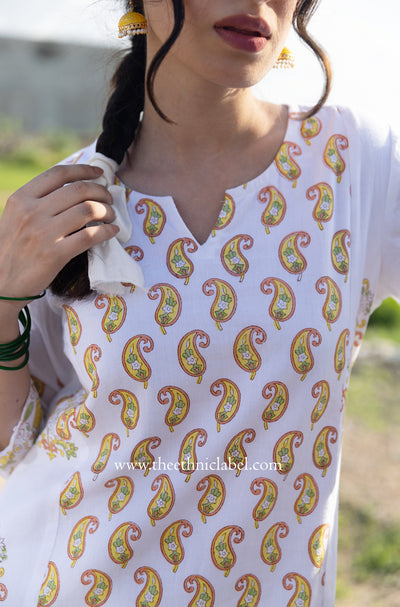 "Mridula" Hand Block Printed Kurta with Straight Pant - 2pc