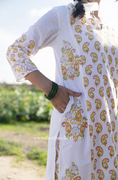 "Mridula" Hand Block Printed Kurta with Straight Pant - 2pc