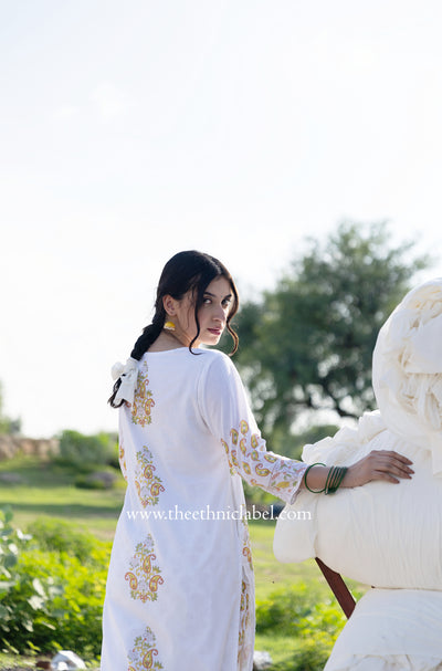 "Mridula" Hand Block Printed Kurta with Straight Pant - 2pc