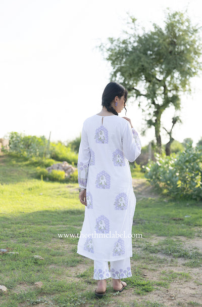"Noor" Hand Block Printed Kurta with Straight Pant - 2pc