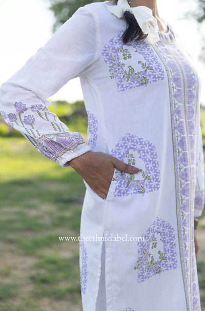 "Noor" Hand Block Printed Kurta with Straight Pant - 2pc