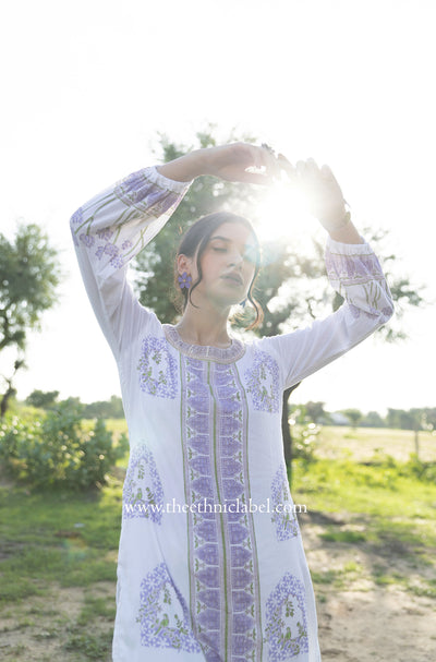"Noor" Hand Block Printed Kurta with Straight Pant - 2pc