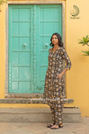 "Sajda" Hand Block Printed Scalloped Cotton Co-ord Set - 2 pc