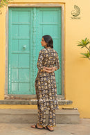 "Sajda" Hand Block Printed Scalloped Cotton Co-ord Set - 2 pc