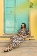 "Sajda" Hand Block Printed Scalloped Cotton Co-ord Set - 2 pc