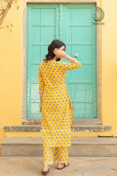 "Vasant" Hand Block Printed Cotton Co-ord Set - 2 pc