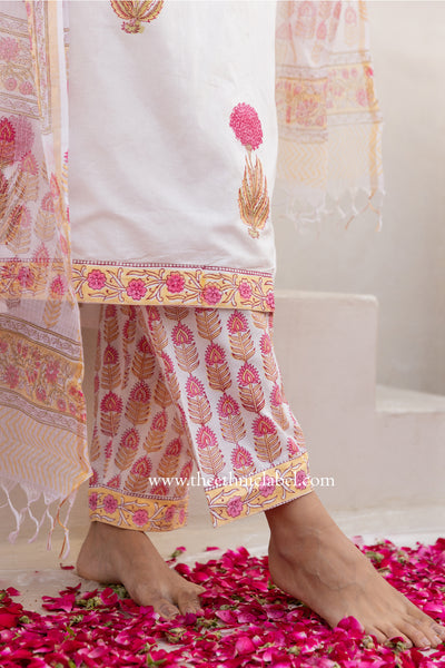 "Aisha" Cotton Kurta Set with Kota Doria Dupatta(3pc)