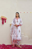 "Anaisha" Cotton Kurta Set with Kota Doria Dupatta(3pc)