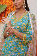 "Phool" Cotton Kurta Set with Kota Doria Dupatta (3pc)