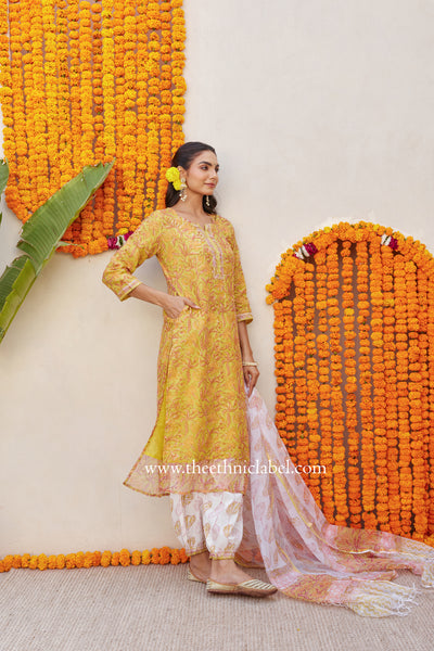 "Mrinali" Kota Doriya Suit Set with dupatta(3pc)