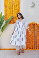 "Shriya" Hand Blockprinted A line Cotton Kurta