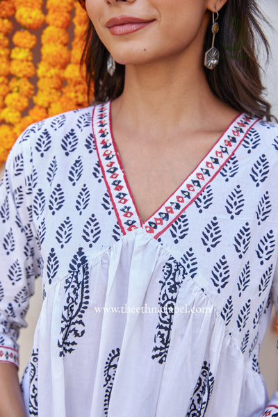 "Shriya" Hand Blockprinted A line Cotton Kurta