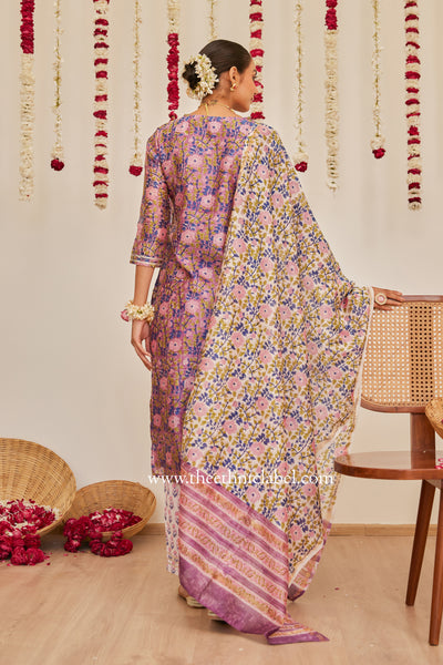 "Pari" Purple Hand work Chanderi Suit Set(3pc)