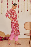 "Damini" Hand Embroidered Block Printed Cotton kurta