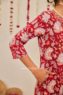 "Damini" Hand Embroidered Block Printed Cotton kurta