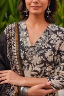 "Durga" Hand Embroidered Block Printed Cotton kurta