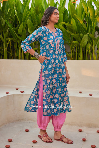 "Chandni" Hand Block Print Cotton kurta