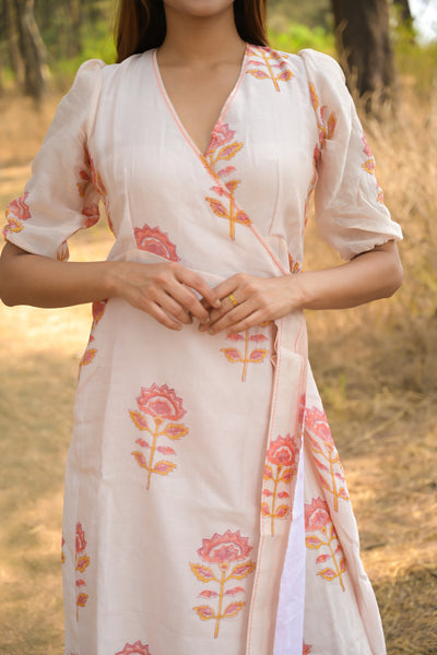 White 'Charming' Chanderi Angrakha Dress