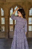 Lavender Pineapple Hand Block Printed Dress