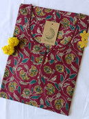 Hand Block Printed Majenta Jaal Cotton Kurta - XXL