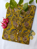 "Aayra" Collared Yellow Cotton Kurta