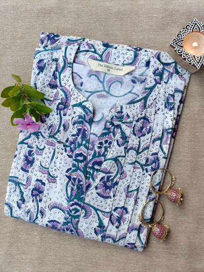 "Amaanat" Floral Hand Block Printed Cotton kurta