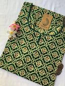 Green pattern Laced Cotton Kurta - Big Size - 5XL