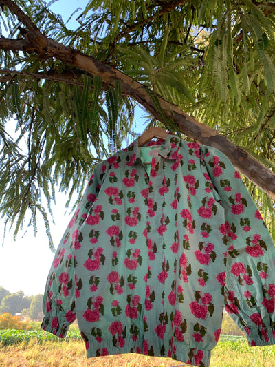 Pista Green Floral Boota Bomber Jacket