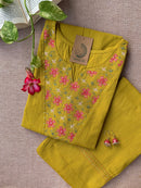 "Rakul" Hand Embroidered Cotton Kurta Set(2pc)