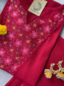 "Mahua" Hand Embroidered Cotton Kurta Set(2pc)