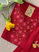 "Mahua" Hand Embroidered Cotton Kurta Set(2pc)