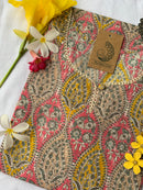 Peach Jaal Hand Block Printed Cotton Kurta