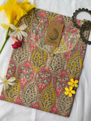 Peach Jaal Hand Block Printed Cotton Kurta