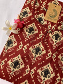 Maroon Pattern Laced Cotton Kurta - L