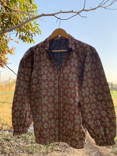 Earthy Pattern Bomber Jacket