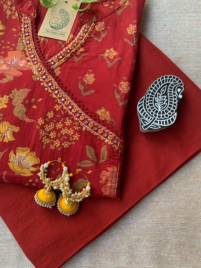 "Rajni" Cotton Kurta with Pants (2pc)-L