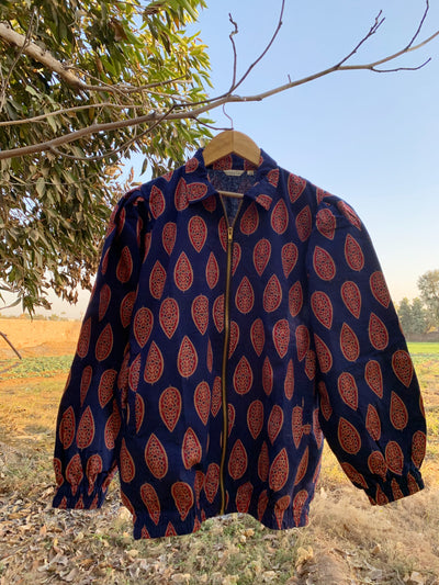 Indigo-Red Bomber Jacket