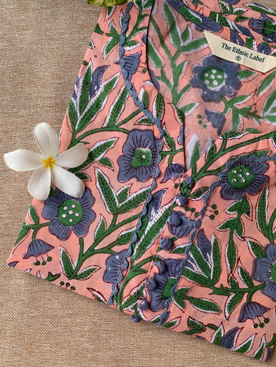 "Vaidehi" Hand Block Printed Laced Cotton kurta