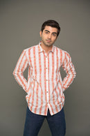 Orange Striped Cotton Shirt