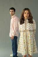 Orange "Ornamental" Cotton Dress & Shirt Combo