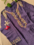 "Zardozi" Handcrafted Purple Silk Kurta