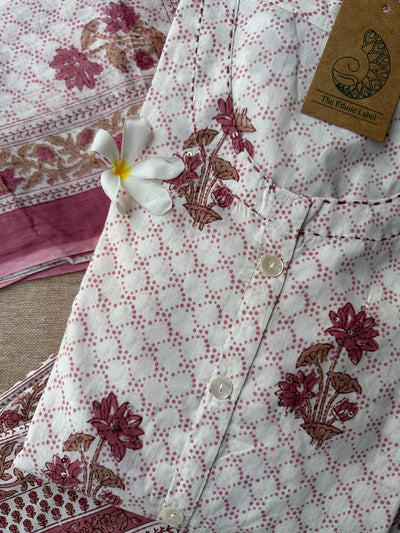 "Nazma" Cotton A line kurta set (3 pc)- XXL, 3XL