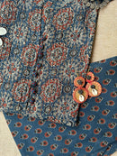 "Noora" Blue Ajrakh hand block printed suit set(3 pc)