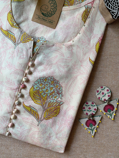 "Ojaswi" Hand Block Printed Floral Cotton kurta- 5XL