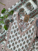 "Malini" Hand Block Printed Cotton Kurta Set(3pc)