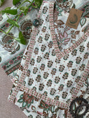 "Malini" Hand Block Printed Cotton Kurta Set(3pc)